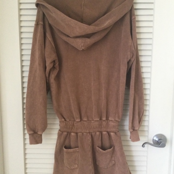 FREE PEOPLE BEACH ROMPER, XS , Hoodie Sweatshirt, Distressed Brown - Picture 2 of 4